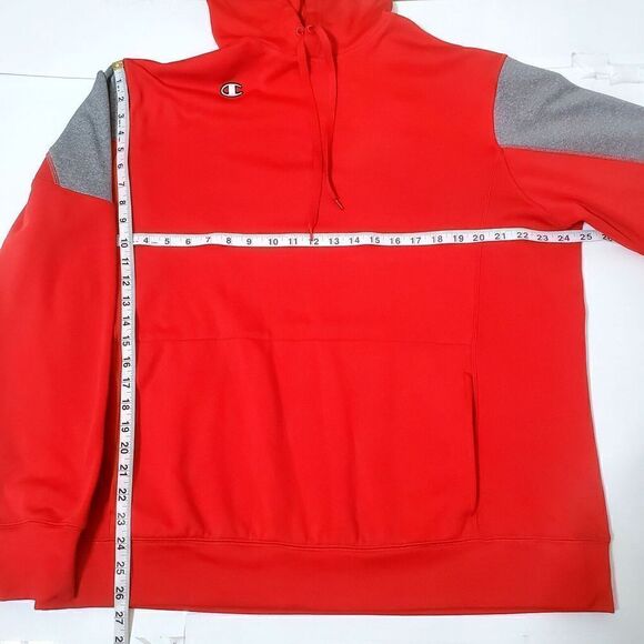 Champion Red Pullover Hoodie Long Sleeve Cotton Blend Sweatshirt Adult XL - Picture 7 of 10